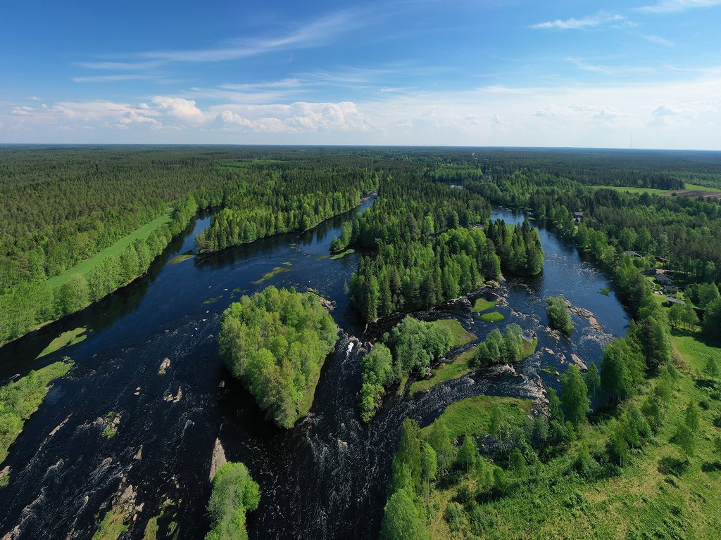 Ilmakuva Koitelinkoskesta kesällä